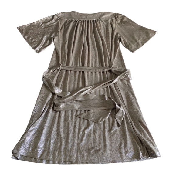 Sabina Musayev Small Metallic Tie Waist Short Sleeve Mini Dress - Picture 2 of 15